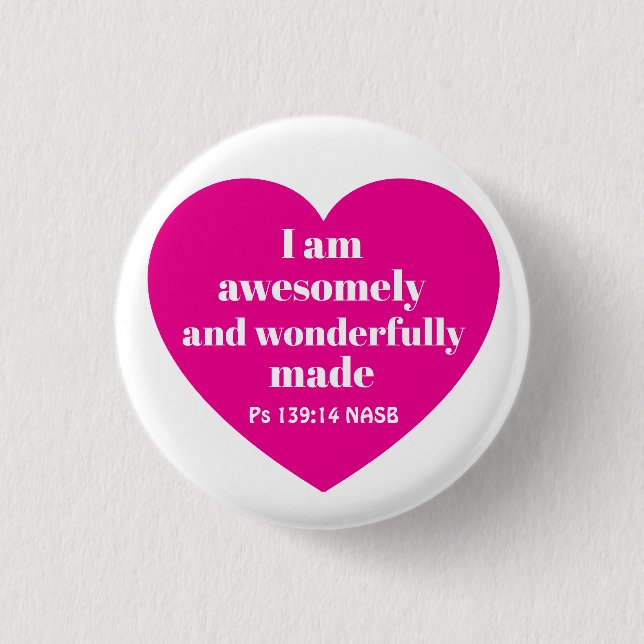 Positives Bibelvers-Zitat Rosa Herz Süß Button (Vorderseite)