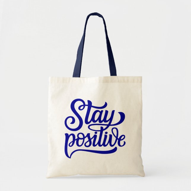 Positives Blau bleibe Tragetasche (Vorne)