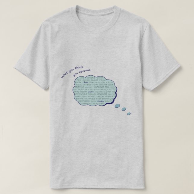 Positives Denken Energie inspirierende blaue Blase T-Shirt (Design vorne)