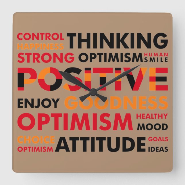 Positives Denken und Einstellung Quadratische Wanduhr (Vorderseite)
