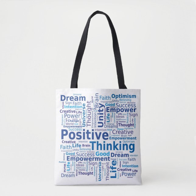 Positives Denken Word Cloud - Blau (Vorderseite)