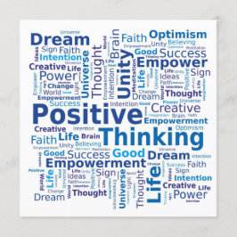 Positives Denken Word Cloud - Blau Einladung