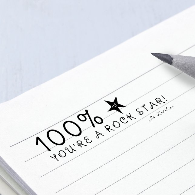 Positives Feedback 100% Sie sind ein Rock Star Leh Permastempel (Positive Feedback 100% You're A Rock Star Teacher Self-inking Stamp)