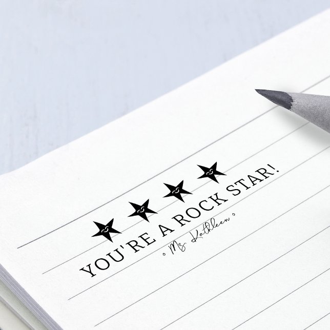 Positives Feedback Sie sind ein Rock Star Lehrer Permastempel (Positive Feedback You're A Rock Star Teacher Self-inking Stamp)