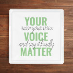 Positives Grün Ihre Stimme Matter Motivation Zitat Acryl Tablett<br><div class="desc">Positives Grün Ihre Stimme Matter Motivation Zitat</div>
