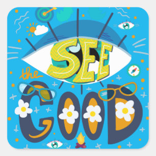 Positives inspirierendes Zitat lebendiges Sommerbl Quadratischer Aufkleber