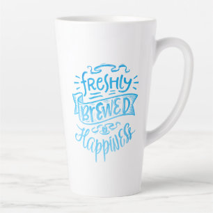 Positives Kaffee Zitat Blue Calligraphy Tall White Milchtasse