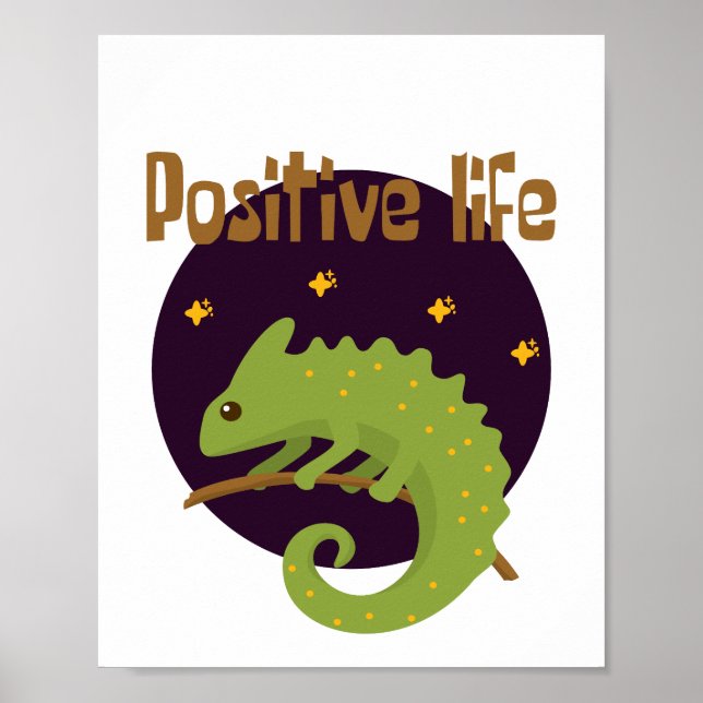 Positives Leben Kawaii lustig niedlichen grün Cham Poster (Vorne)