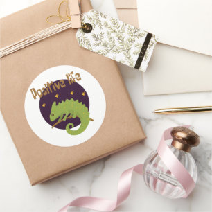 Positives Leben Kawaii lustig niedlichen grün Cham Runder Aufkleber