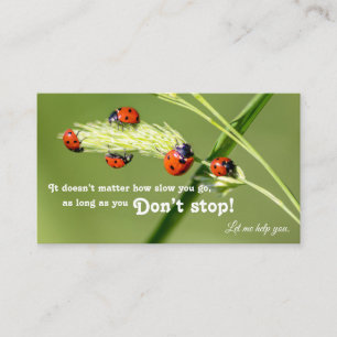Positives motivierend Zitat mit kleinen Ladybugs Visitenkarte