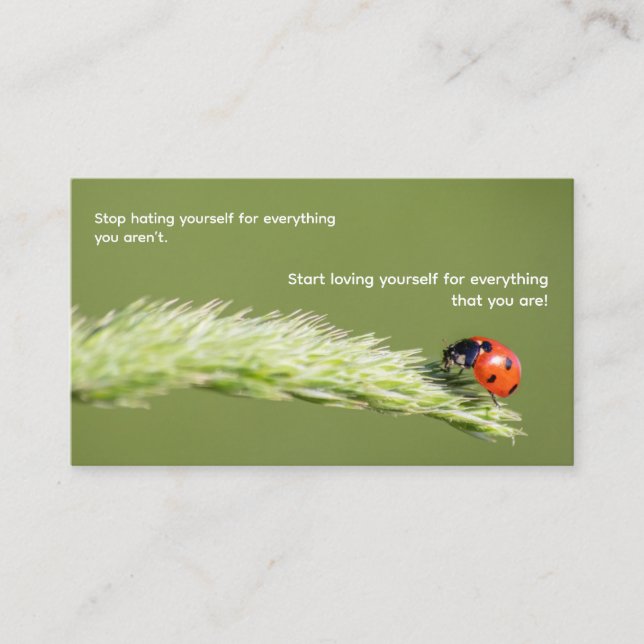 Positives motivierend Zitat mit wenig Ladybug Visitenkarte (Vorderseite)