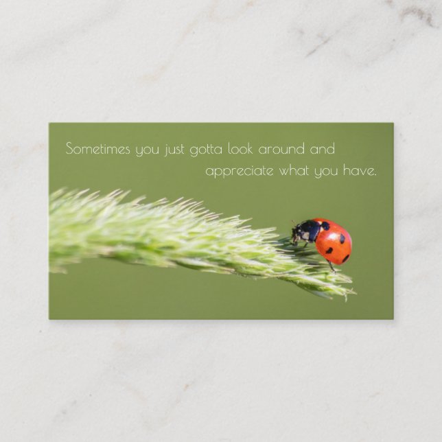 Positives motivierend Zitat mit wenig Ladybug Visitenkarte (Vorderseite)