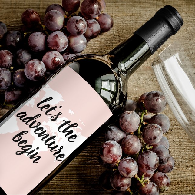 Positives Pink Das Abenteuer beginnt mit der Weltk Weinetikett (Von Creator hochgeladen)