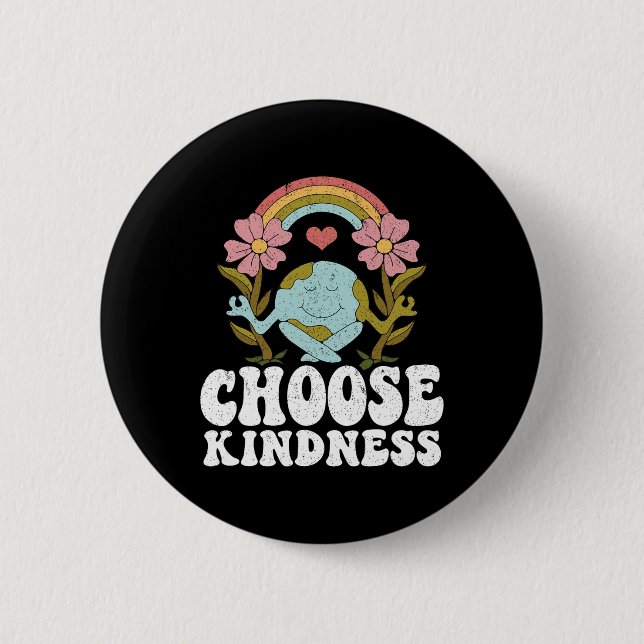Positives Rainbow Peace Hippie Wählen Sie Kindness Button (Vorderseite)