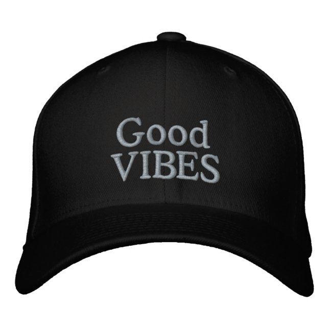 Positives Sprichwort Good Vibes Black Bestickte Baseballkappe (Vorderseite)