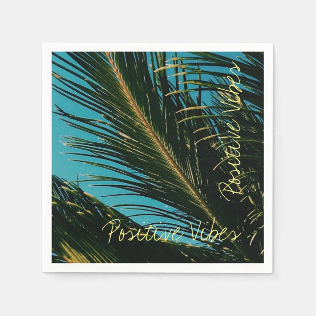Positives Vibes Palm Tree Paper Napkin Serviette (Vorderseite)