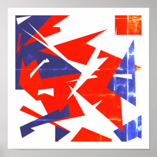 Positives Vibes Red Blue White Abstrakt Art Poster