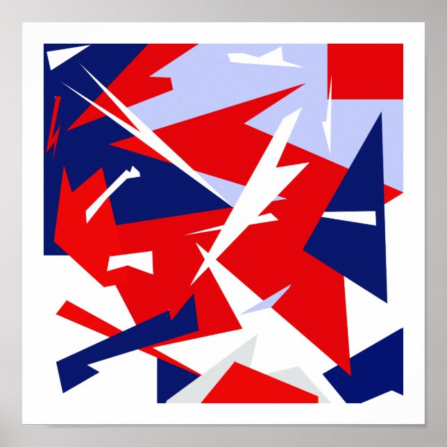Positives Vibes Red Blue White Abstrakt Art Poster (Vorne)