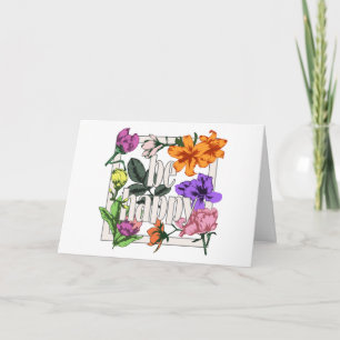 Positives Zitat Sei glücklich und Garten-Blume Dankeskarte