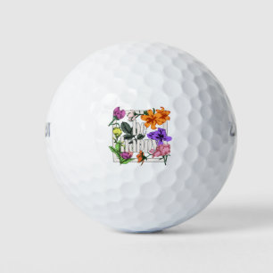 Positives Zitat Sei glücklich und Garten-Blume Golfball