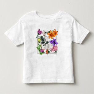 Positives Zitat Sei glücklich und Garten-Blume Kleinkind T-shirt