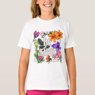 Positives Zitat Sei glücklich und Garten-Blume T-Shirt