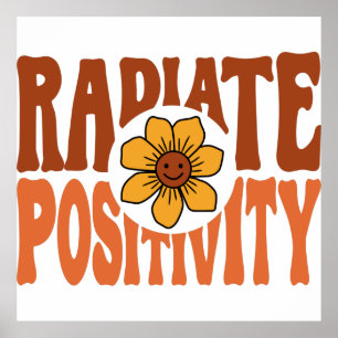 Positivität ausstrahlende Retro-Blumen-Smiley Poster