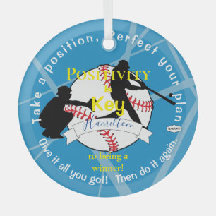 Positivität Baseball Ornament Blue HAMbyWG Aus Glas