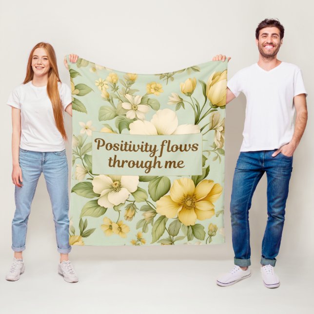Positivität fließt durch mich Positives Zitat Blum Fleecedecke (Beispiel)