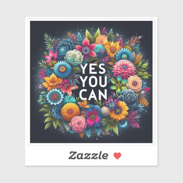 Positivität inmitten lebendiger Blumenbeauty Aufkleber (Blatt)