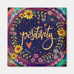 Positivität Spaß Blumen Trendy ONE WORD Inspirivit Magnet