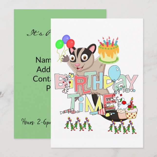 Possum Cake Happy Birthday Einladung (Vorne/Hinten)
