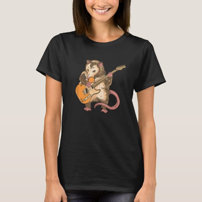 Possum Gitarre Lover Gift Opossum Gitarrist T-Shirt (Vorderseite)