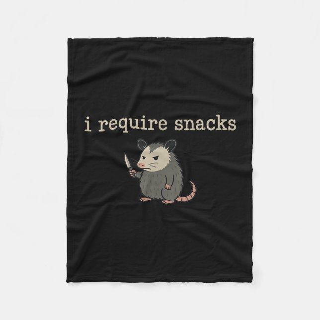 Possum Ich benötige Snacks Fleecedecke (Vorderseite)