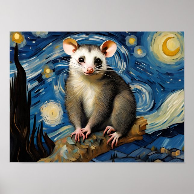 Possum in der Sternennacht Poster (Vorne)