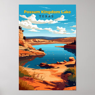 Possum Kingdom Lake Texas Travel Art Vintag Poster