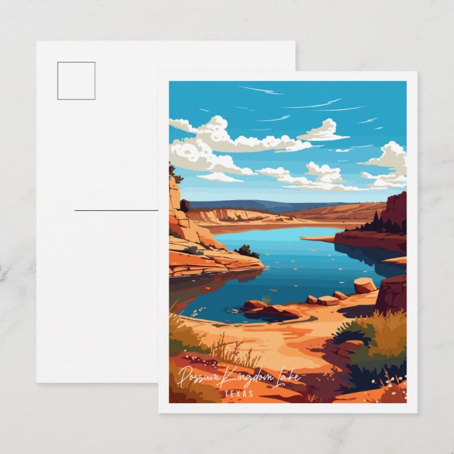 Possum Kingdom Lake Vintage Reise Illustration Postkarte (Vorne/Hinten)