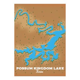 Possum Kingdom Texas Karte Fotodruck