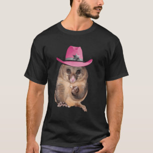 Possum Opossum mit rosa Cowboyhut lustig T-Shirt