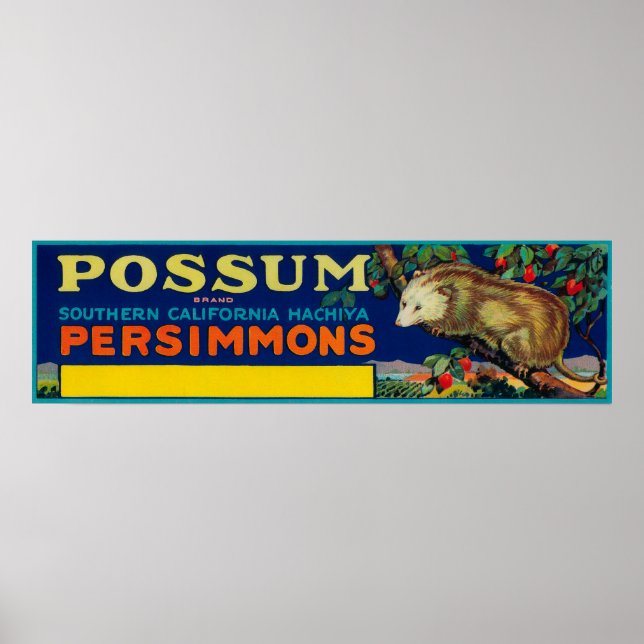 Possum Persimmon LabelSouthern California Poster (Vorne)
