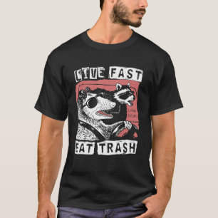 Possum Raccoon Live Fast Eat Trash Street Cats Squ T-Shirt