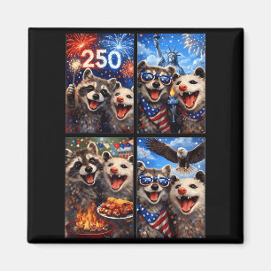 Possum und Waschbär 4. Juli Selfie 250th Magnet
