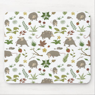 Possums auf einem Beerfeld in Weiß Mousepad