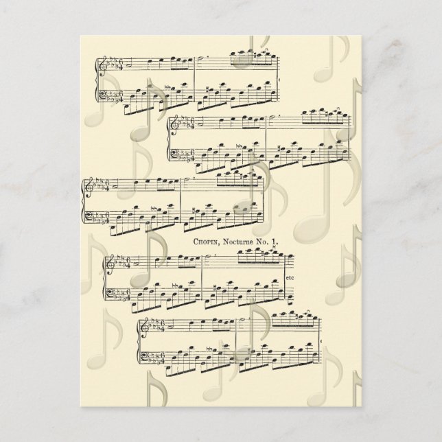 Post a Note Musical Chopin Romantic Nocturne Postkarte (Vorderseite)