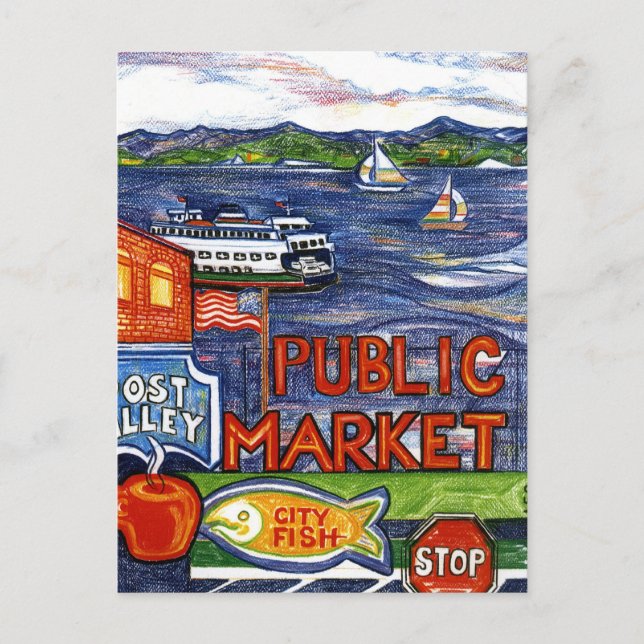 Post Alley mit der Fähre Postkarte (Vorderseite)