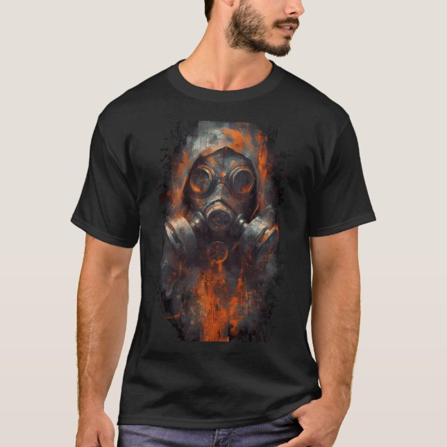 Post-Apocalyptic Gas Mask Dark Industrial T-Shirt (Vorderseite)