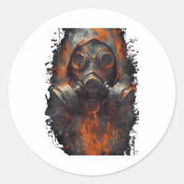 Post Apocalyptic Gas Mask Toxic Grunge  Runder Aufkleber