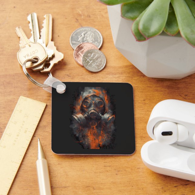 Post Apocalyptic Gas Mask Toxic Grunge Schlüsselanhänger (Schreibtisch)