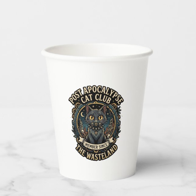 Post Apokalypse Katze Katzen-Vater Geschenkidee -  Pappbecher (Vorderseite)