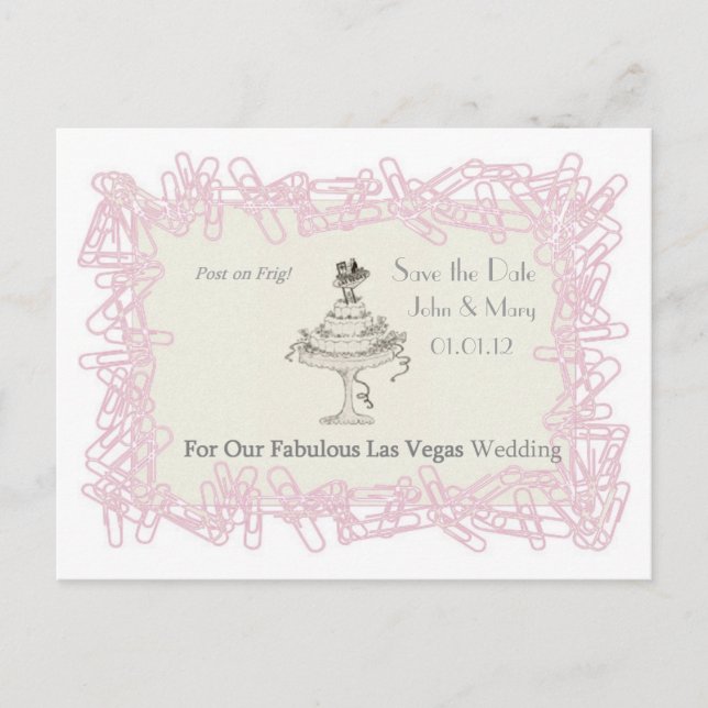 POST AUF FRIG ERINNERUNG! Save the Date für Las Ve Ankündigungspostkarte (Vorderseite)